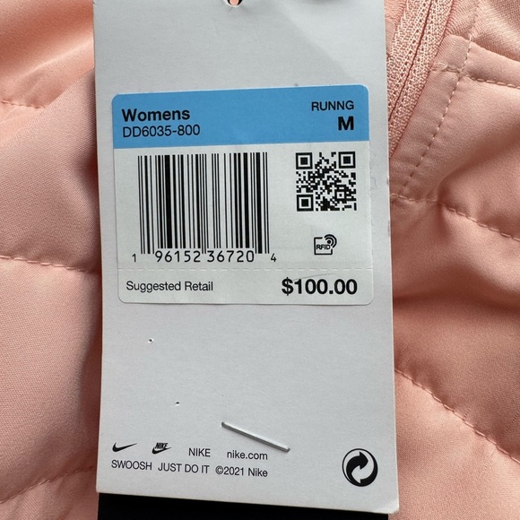 Nike Running Women’s Puffer Vest - M - Peach Pink - New with Tags - Picture 9 of 9